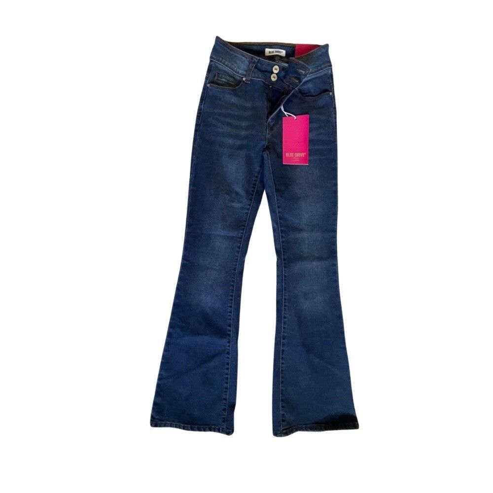 Curvy Mid-Rise Jeans Juniors 1/25 Bootcut Pockets Blue Savvy